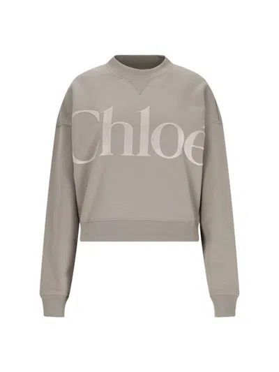 Chloé Logo Crewneck Sweatshirt In Grey