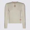 Chloé Wool And Cashmere Fitted Sweater With An Openwork Motif Clothing In Neutral