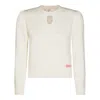 Chloé Wool And Cashmere Fitted Sweater With An Openwork Motif Clothing In White