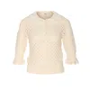 Chloé Textured Knit Crewneck Lace Collar In Nude