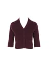 Chloé Textured Wool Knit Half-sleeve Cropped Cardigan In Purple