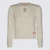 Chloé Wool And Cashmere Fitted Sweater With An Openwork Motif Clothing In Neutral