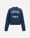 Chloé Cropped Round Neck Sweatshirt Clothing In Blue