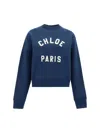 Chloé Cropped Round Neck Sweatshirt Clothing In Blue