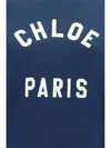 Chloé Blue Crewneck Sweatshirt With Logo Lettering Print In Cotton Woman In Blue
