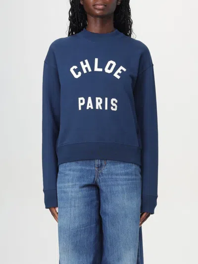 CHLOÉ SWEATSHIRT CHLOÉ WOMAN COLOR NAVY,F85008045