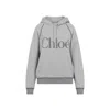 Chloé Cotton Blend Sweatshirt With Drawstring Hood And Logo In Gray