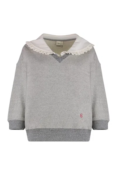Chloé Sweatshirt In Cotton Blend In Gray
