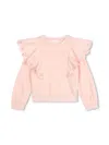 Chloé Kids' Ruffle-detail Cotton Sweatshirt In Pink