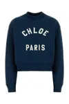 Chloé Cropped Round Neck Sweatshirt Clothing In Blue