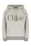 Chloé Hooded Cotton Blend Sweatshirt With Kangaroo Pocket In Gray
