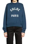 Chloé Women Logo Cotton Sweatshirt In Blue