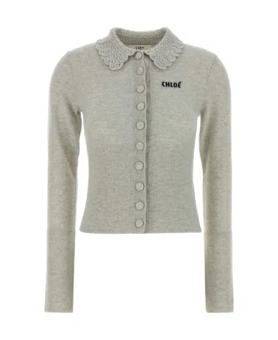 Chloé Sweet Grey Wool Cardigan In Gray