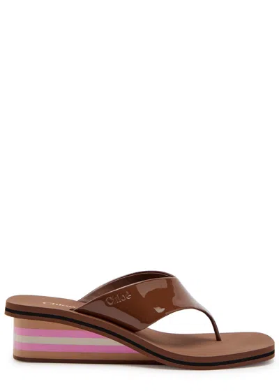 Chloé Chloe Swimming Cool 45 Patent Leather Wedges In Multi