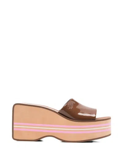 Chloé Swimming Wedge Sandals In Brown