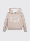 Chloé Embroidered-logo Cotton Hoodie In Beige