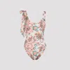 Chloé One-shoulder Floral Print Swimsuit With Bow Detail In Multi