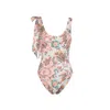 Chloé One-shoulder Floral Print Swimsuit With Bow Detail In Pink