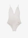 Chloé Ruffled V-neck One-piece Swimsuit In White