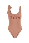 Chloé Chloe Antiqued Pink Stretch Nylon Swimsuit In Brown
