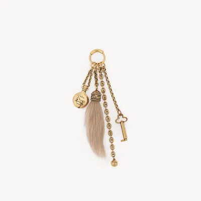 Chloé Symbols Bag Charm In Brass & Shearling Gold Size Onesize 95% Brass, 5% Steel, Ovis Aries Aries