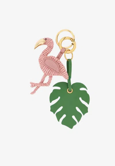 Chloé Symbols Flamingo Key-ring Bag Charm In Pink