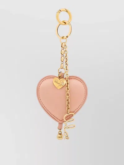 Chloé Symbols Heart Keychain Bag Charm Satin Brass In Gold
