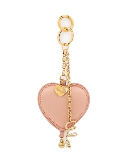 Chloé Chloè Symbols Heart Mini Keychain Handbag Charm - W 8 X H 18 X D 3 Cm In Pink