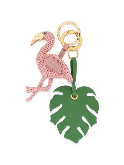 Chloé Symbols Flamingo Key-ring Bag Charm In Pink