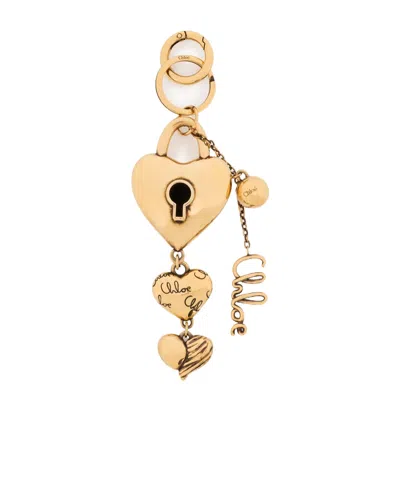 Chloé Symbols Multi-heart Keychain In Gold