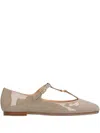 Chloé T-bar Leather Ballet Flats In Gray