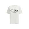 Chloé White Crewneck T-shirt With Logo Print On The Front In Cotton Woman