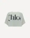 Chloé White Cropped T-shirt With Logo Lettering Print In Cotton Woman In White