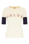 Chloé Logo Embroidered Heavy Cotton Wool T-shirt In Neutral