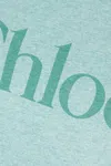Chloé Green Crewneck T-shirt With Logo Lettering Print On The Front In Cotton Woman In Blue