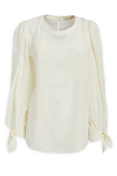 Chloé Woman Top Ivory Size 8 Silk In White