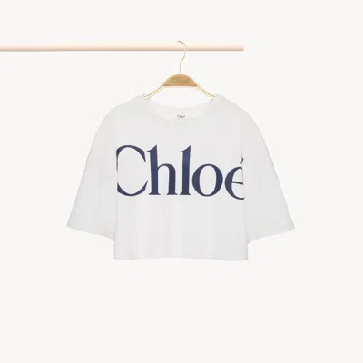 Chloé T-shirt À Logo Femme Blanc Taille 12 100% Coton In White