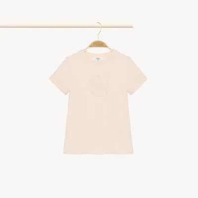 CHLOÉ LOGO T-SHIRT PINK SIZE 4 100% COTTON