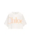 Chloé Cropped Printed Cotton-jersey T-shirt In White