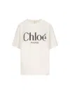 Chloé White Crewneck T-shirt With Logo Print On The Front In Cotton Woman In White