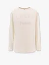 Chloé Oversized Logo Long-sleeved T-shirt In Beige