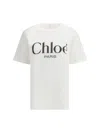 Chloé White Crewneck T-shirt With Logo Print On The Front In Cotton Woman In Bianco