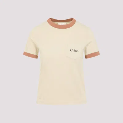 Chloé Rubber Print Logo Cotton T-shirt In Neutrals