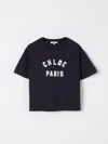 Chloé Short-sleeved Blu Navy T-shirt With Logo In Blue
