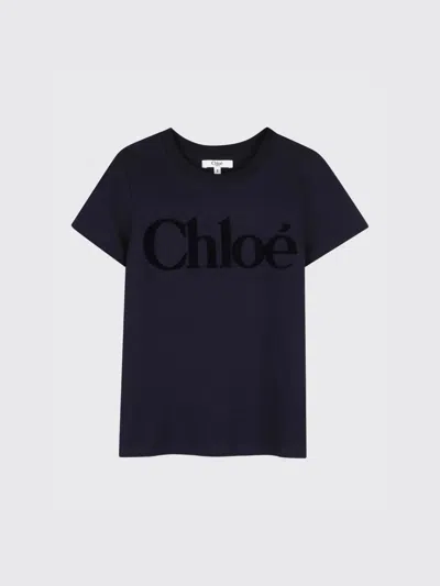 CHLOÉ T-SHIRT CHLOÉ KIDS COLOR BLUE,H33951009