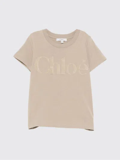 CHLOÉ T-SHIRT CHLOÉ KIDS COLOR DARK,H33951102