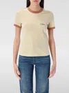 Chloé Cotton Jersey Crew Neck Logo T-shirt In Beige