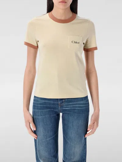 CHLOÉ T-SHIRT CHLOÉ WOMAN COLOR BEIGE,G76191022