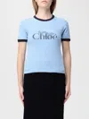Chloé Chloè Logo Cotton T Shirt In Blue