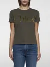 Chloé Logo Lettering T-shirt In Grün